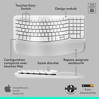 Logitech Wave Keys Bluetooth Membrane Full-Size Ergonomic Keyboard & Mouse Combo for Mac - White - EN -Only at Best Buy