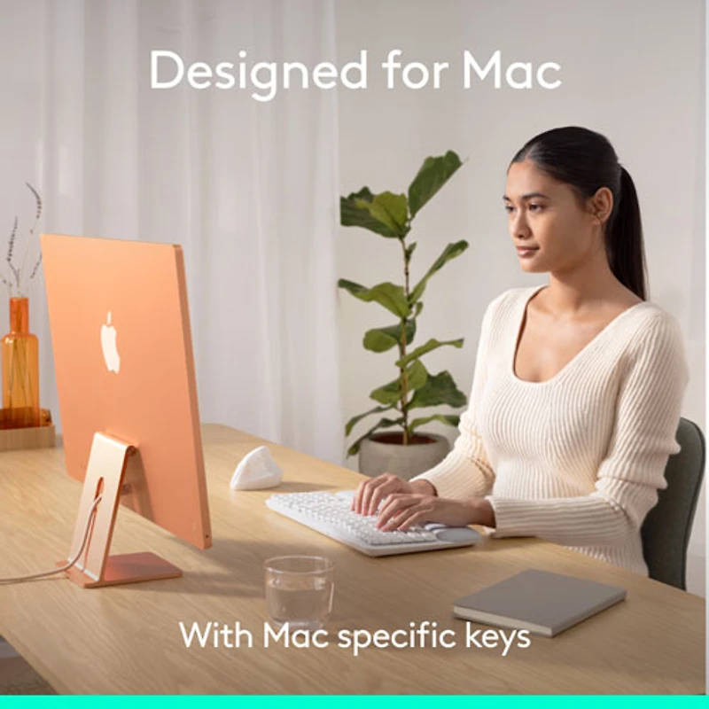 Logitech Wave Keys Bluetooth Membrane Full-Size Ergonomic Keyboard & Mouse Combo for Mac - White - EN -Only at Best Buy