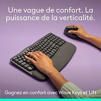Ensemble souris et clavier ergonomique pleine grandeur à membrane Bluetooth Wave Keys de Logitech - Noir - Anglais