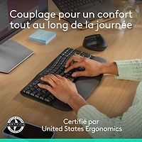 Ensemble souris et clavier ergonomique pleine grandeur à membrane Bluetooth Wave Keys de Logitech - Noir - Anglais