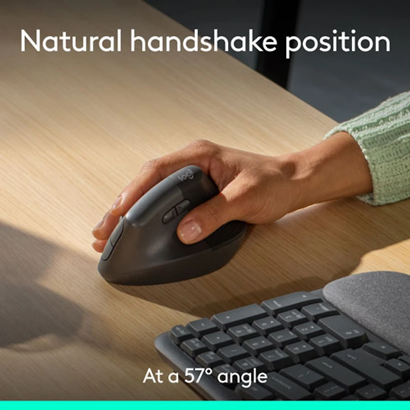 Ensemble souris et clavier ergonomique pleine grandeur à membrane Bluetooth Wave Keys de Logitech - Noir - Anglais