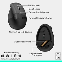 Ensemble souris et clavier ergonomique pleine grandeur à membrane Bluetooth Wave Keys de Logitech - Noir - Anglais