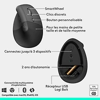 Ensemble souris et clavier ergonomique pleine grandeur à membrane Bluetooth Wave Keys de Logitech - Noir - Anglais