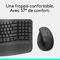 Ensemble souris et clavier ergonomique pleine grandeur à membrane Bluetooth Wave Keys de Logitech - Noir - Anglais