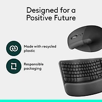 Ensemble souris et clavier ergonomique pleine grandeur à membrane Bluetooth Wave Keys de Logitech - Noir - Anglais