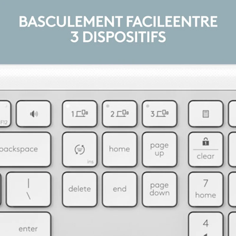 Ensemble clavier mince et souris optique Bluetooth MK955 Signature Slim de Logitech - Blanc - Anglais