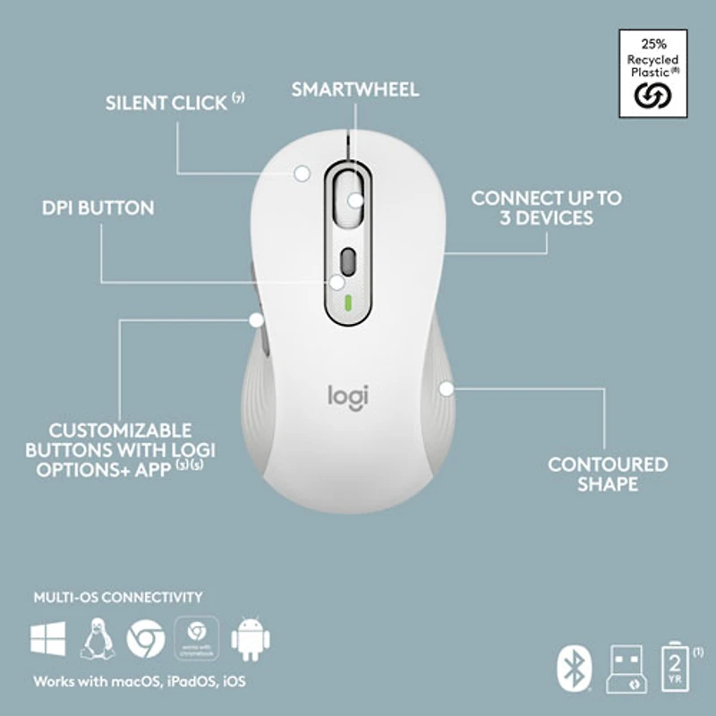 Ensemble clavier mince et souris optique Bluetooth MK955 Signature Slim de Logitech - Blanc - Anglais