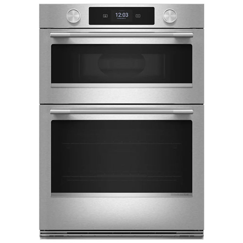 KitchenAid 30" 5 Cu. Ft. Combination True Convection Electric Wall Oven (KOEC730SPS) - PrintShield Stainless