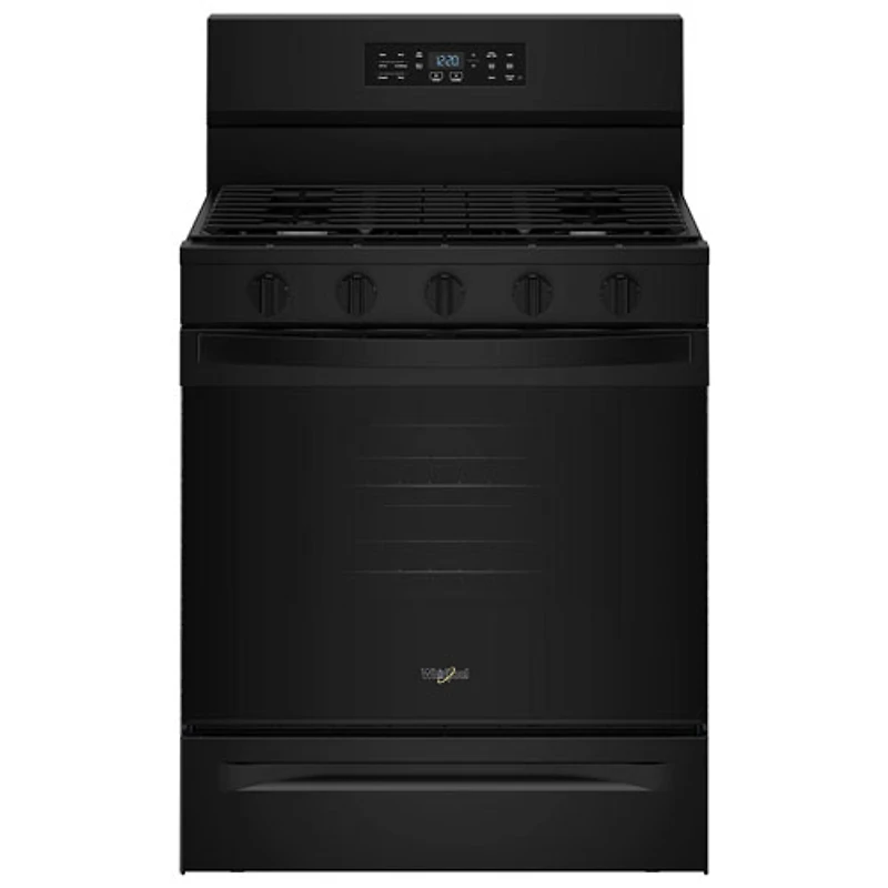 Whirlpool 30" 5.0 Cu. Ft. Free-Standing 5-Burner Self-Clean Gas Air Fry Range (WFGS5730SB) - Black