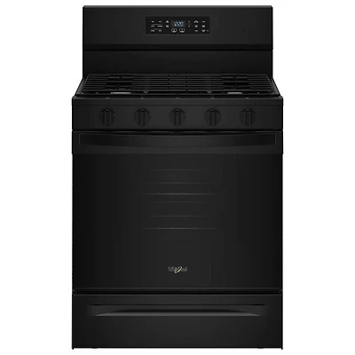 Whirlpool 30" 5.0 Cu. Ft. Free-Standing 5-Burner Self-Clean Gas Air Fry Range (WFGS5730SB) - Black