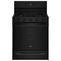 Whirlpool 30" 5.0 Cu. Ft. Free-Standing 5-Burner Self-Clean Gas Air Fry Range (WFGS5730SB) - Black