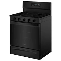 Whirlpool 30" 5.0 Cu. Ft. Free-Standing 5-Burner Self-Clean Gas Air Fry Range (WFGS5730SB) - Black