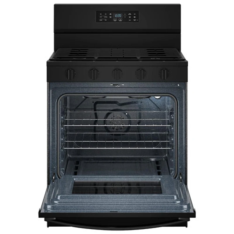 Whirlpool 30" 5.0 Cu. Ft. Free-Standing 5-Burner Self-Clean Gas Air Fry Range (WFGS5730SB) - Black