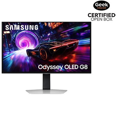 Boîte ouverte - Moniteur de jeu DELO Ultra HD 4K 240 Hz 0,03 ms gris à gris FreeSync 27 po Odyssey de Samsung (LS27FG810SNXZA) - Argenté