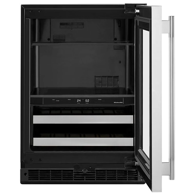 KitchenAid 4.89 Cu. Ft. Freestanding Bar Fridge (KUBR524SSB) - Black Cabinet/Stainless Doors