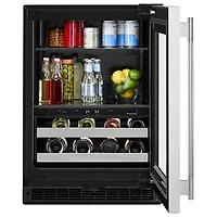 KitchenAid 4.89 Cu. Ft. Freestanding Bar Fridge (KUBR524SSB) - Black Cabinet/Stainless Doors