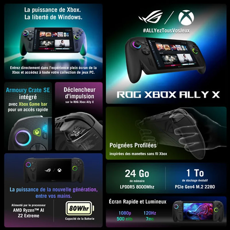 ASUS ROG Xbox Ally X 7" Touch Gaming Console - Black (AMD Ryzen Z2 Extreme/24GB RAM/1TB SSD/Windows 11) - Exclusive Retail Partner