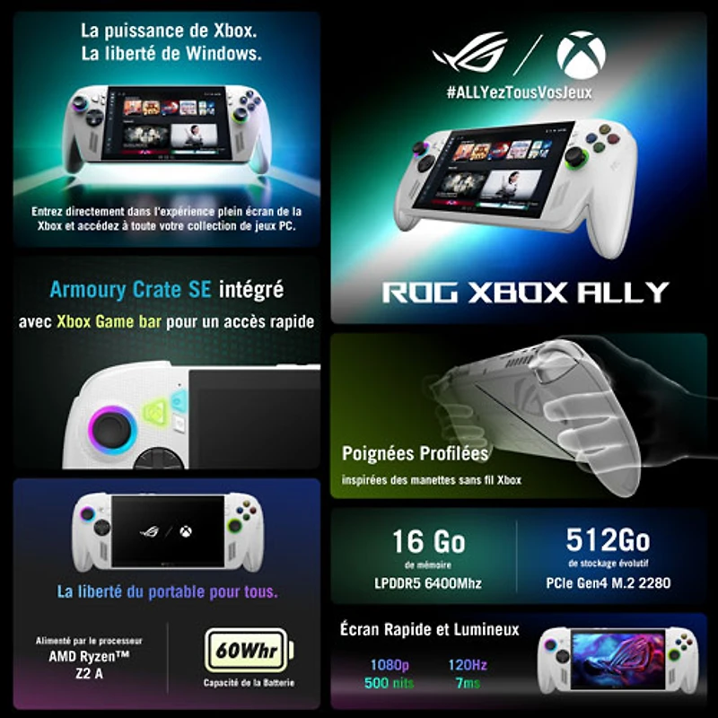 ASUS ROG Xbox Ally 7" Touch Gaming Console - White (AMD Ryzen Z2 A/16GB RAM/512GB SSD/Windows 11)