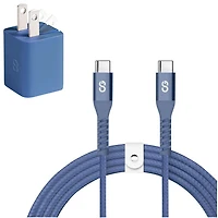 Chargeur mural USB-C GaN de 30 W Vibrance avec câble USB-C de 1,5 m de LOGiiX - Bleu minuit