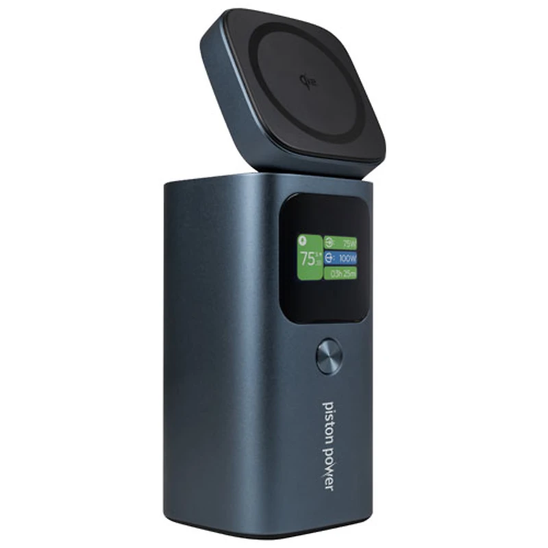 Chargeur portable USB-A/USB-C 15 000 mAh 20 W Piston Power Pro avec chargement sans fil Qi2 de LOGiiX - Bleu minuit