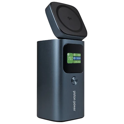 Chargeur portable USB-A/USB-C 15 000 mAh 20 W Piston Power Pro avec chargement sans fil Qi2 de LOGiiX - Bleu minuit