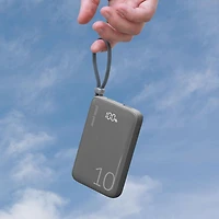 Chargeur portable 20 W 10 000 mAh Piston Power de LOGiiX avec câble USB-C - Gris