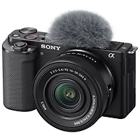 Appareil photo APS-C sans miroir à objectif interchangeable Alpha ZV-E10KB avec objectif 16-50 mm de Sony pour blogues vidéo - Noir