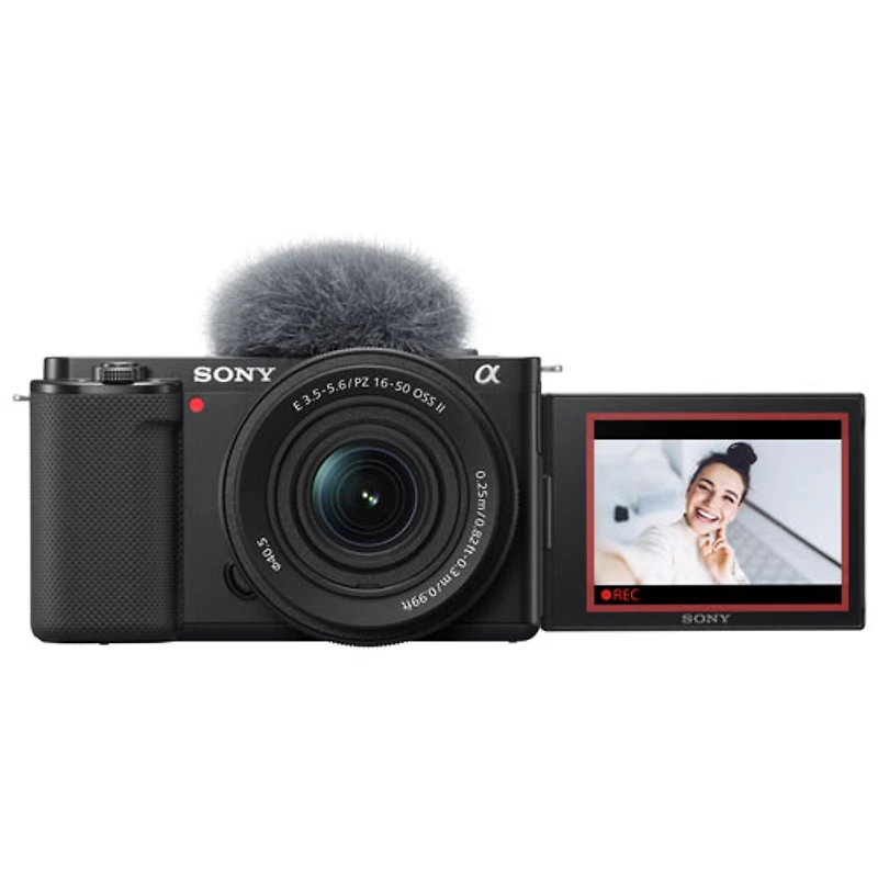 Appareil photo APS-C sans miroir à objectif interchangeable Alpha ZV-E10KB avec objectif 16-50 mm de Sony pour blogues vidéo - Noir