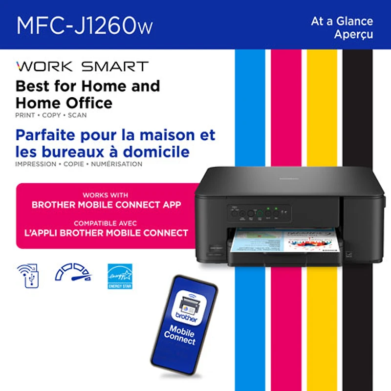 Imprimante à jet d'encre tout-en-un couleur sans fil MFC-J1260W de Brother