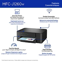 Imprimante à jet d'encre tout-en-un couleur sans fil MFC-J1260W de Brother