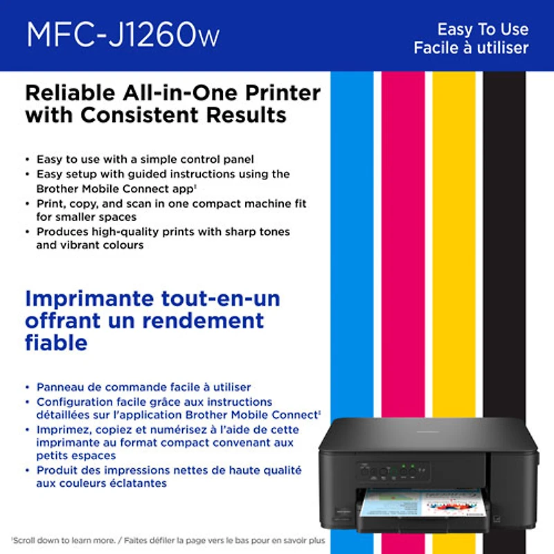 Imprimante à jet d'encre tout-en-un couleur sans fil MFC-J1260W de Brother