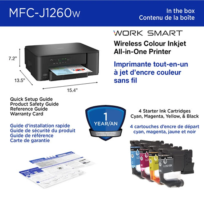 Brother MFC-J1260W Colour Wireless All-In-One Inkjet Printer