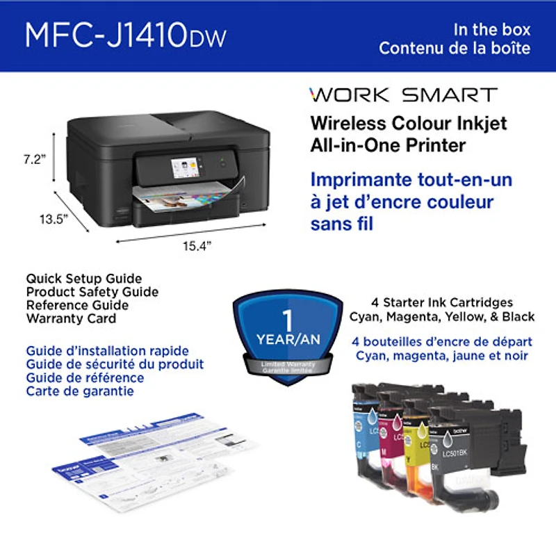 Brother MFC-J1410DW Colour Wireless All-In-One Inkjet Printer
