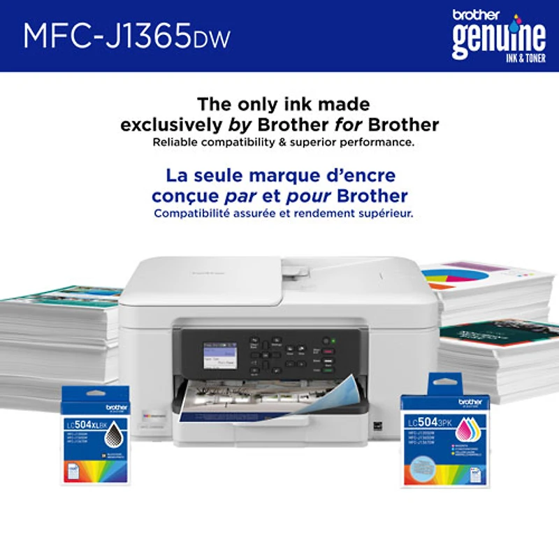 Brother MFC-J1365DW Colour Wireless All-In-One Inkjet Printer with INKvestment Tank - White