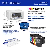 Brother MFC-J1365DW Colour Wireless All-In-One Inkjet Printer with INKvestment Tank - White