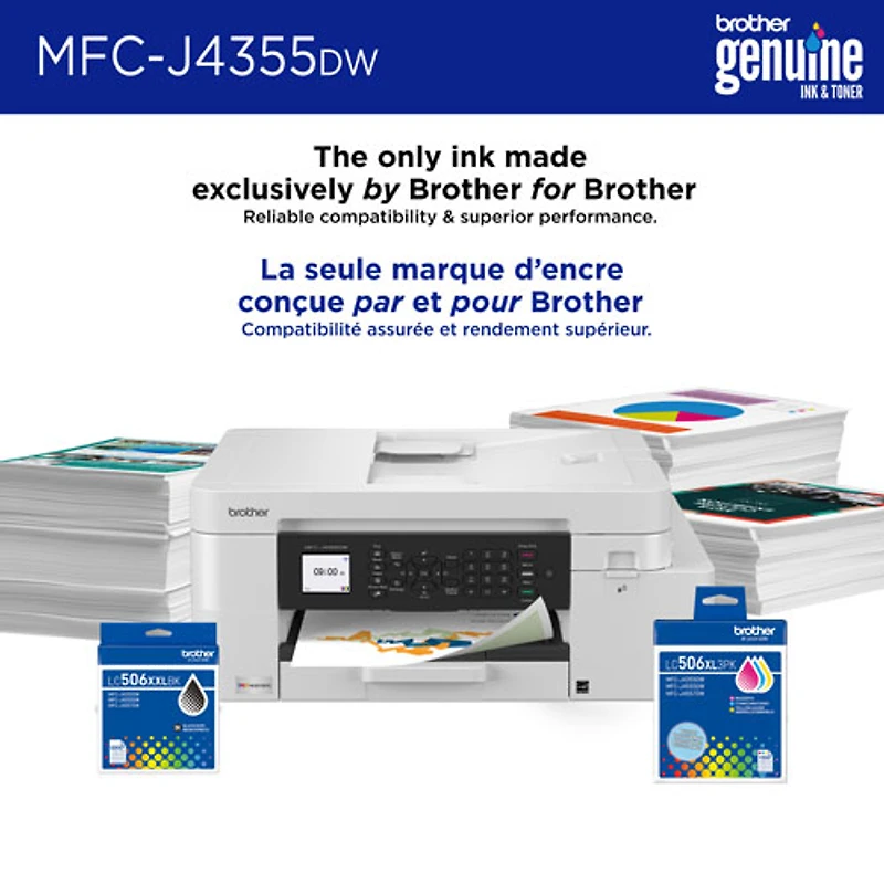 Brother MFC-J4355DW Colour Wireless All-In-One Inkjet Printer with INKvestment Tank - White