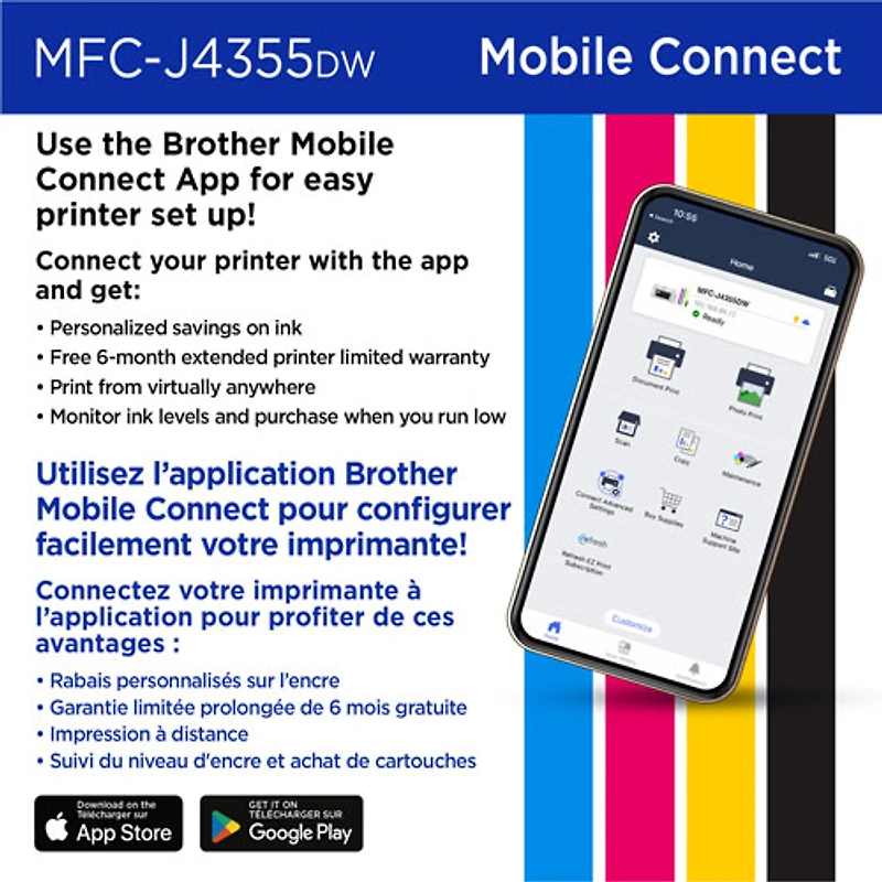 Brother MFC-J4355DW Colour Wireless All-In-One Inkjet Printer with INKvestment Tank - White