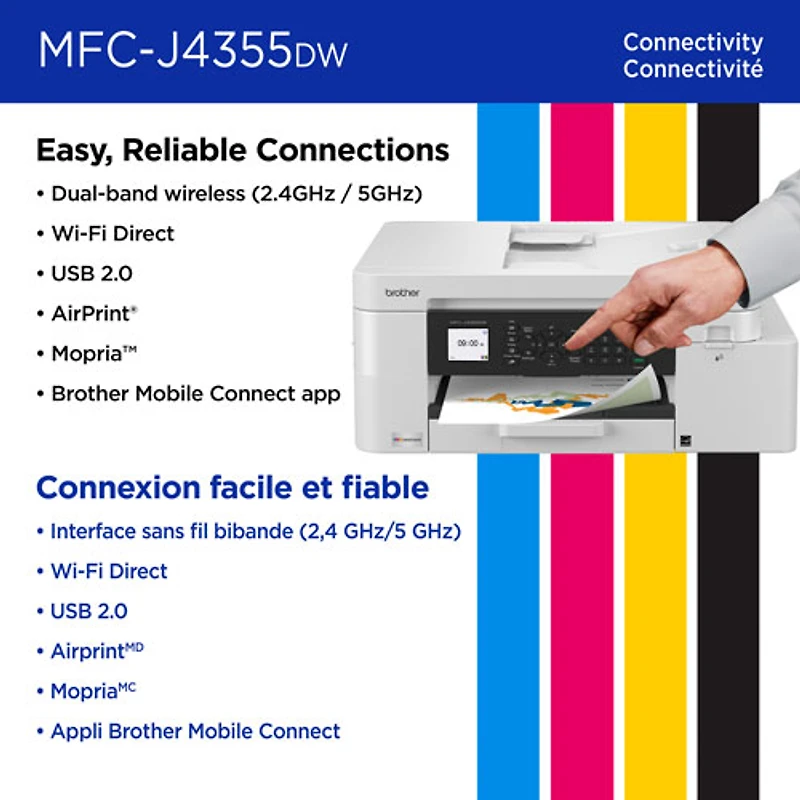 Brother MFC-J4355DW Colour Wireless All-In-One Inkjet Printer with INKvestment Tank - White