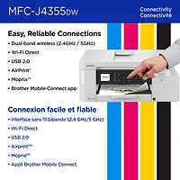 Brother MFC-J4355DW Colour Wireless All-In-One Inkjet Printer with INKvestment Tank - White