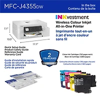Brother MFC-J4355DW Colour Wireless All-In-One Inkjet Printer with INKvestment Tank - White