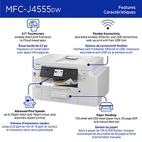 Brother MFCJ4555DW Colour Wireless All-In-One Inkjet Printer with INKvestment Tank - White