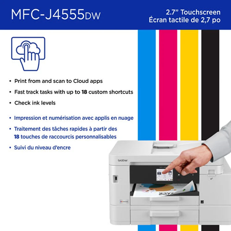 Brother MFCJ4555DW Colour Wireless All-In-One Inkjet Printer with INKvestment Tank - White