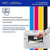 Brother MFCJ4555DW Colour Wireless All-In-One Inkjet Printer with INKvestment Tank - White