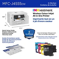 Brother MFCJ4555DW Colour Wireless All-In-One Inkjet Printer with INKvestment Tank - White