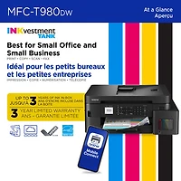 Brother MFC-T980DW Colour Wireless All-In-One Inkjet Printer with INKvestment Tank