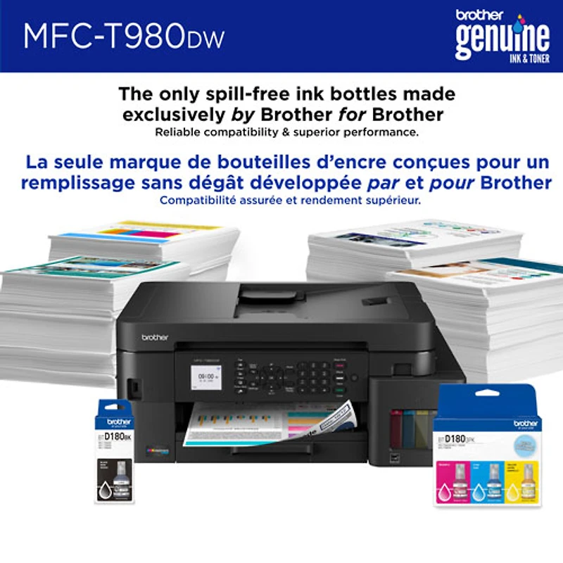 Brother MFC-T980DW Colour Wireless All-In-One Inkjet Printer with INKvestment Tank