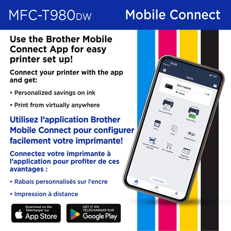 Brother MFC-T980DW Colour Wireless All-In-One Inkjet Printer with INKvestment Tank