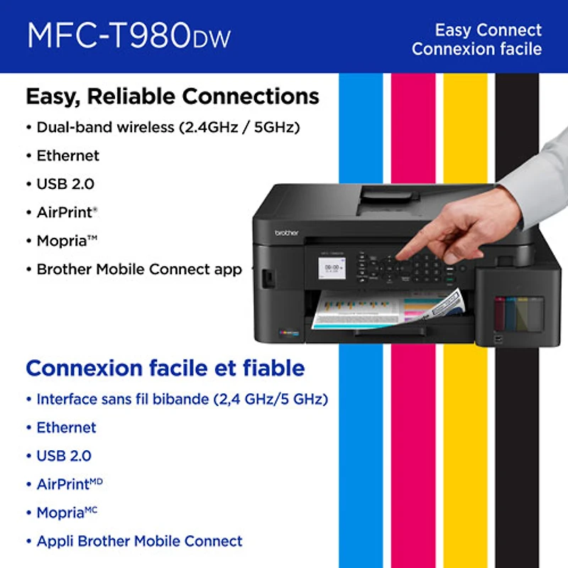 Brother MFC-T980DW Colour Wireless All-In-One Inkjet Printer with INKvestment Tank