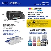 Brother MFC-T980DW Colour Wireless All-In-One Inkjet Printer with INKvestment Tank