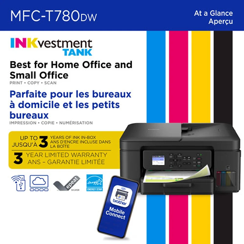 Brother MFC-T780DW Colour Wireless All-In-One Inkjet Printer with INKvestment Tank